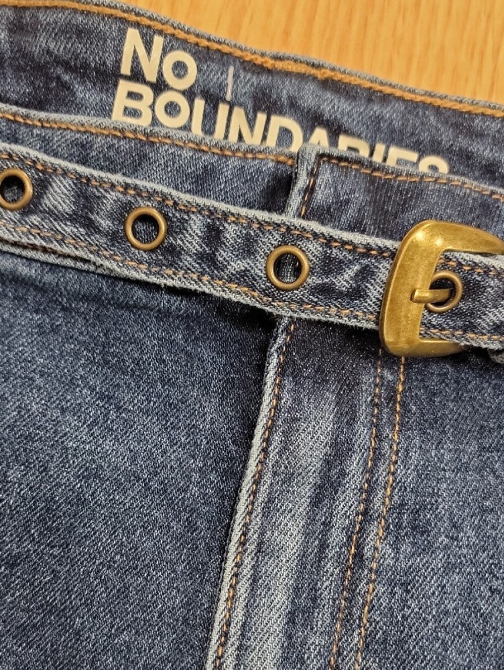 No Boundaries Blue Denim Belted Short Shorts - Picture 3 of 7